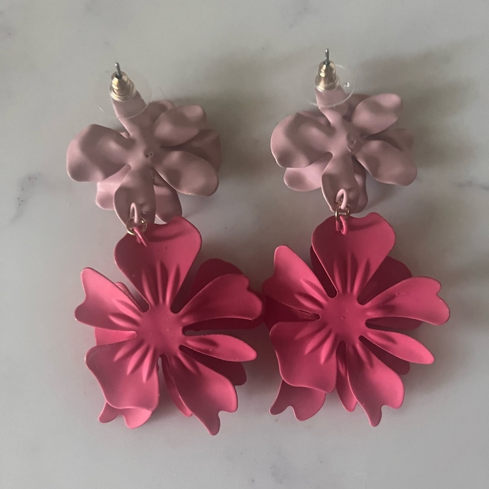 Flower Statement Earrings - Picture 2 of 2